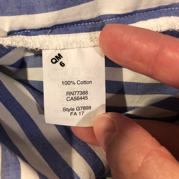 Madewell Blue and White Striped Ruffle Front Button-down Blouse - Picture 6 of 6